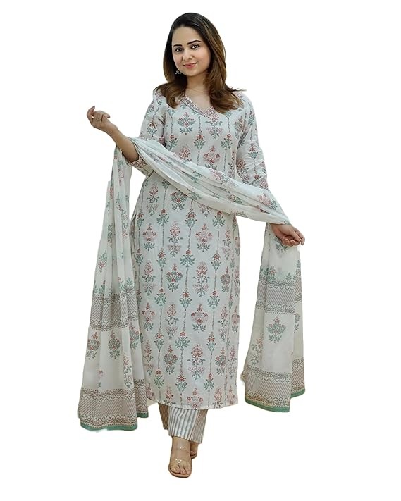 KLOSIA Women Printed Kurta and Pant set with Dupatta