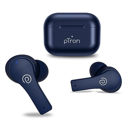 pTron Bassbuds Tango in-Ear TWS Earbuds, TruTalk AI-ENC Calls, Movie Mode, 40Hrs Playtime, Bluetooth5.1 Headphone with HD Mics, Touch Control, IPX4 Water-Resistant & Type-C Fast Charging (Royal Blue)